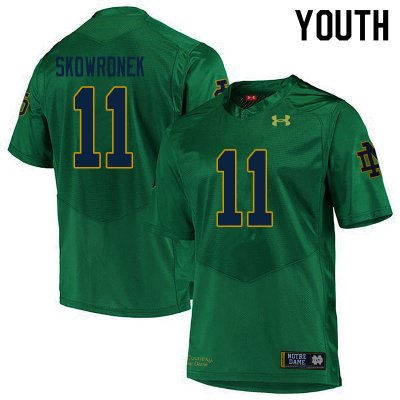 Notre Dame Fighting Irish Youth Ben Skowronek #11 Green Under Armour Authentic Stitched College NCAA Football Jersey NNF5399VU